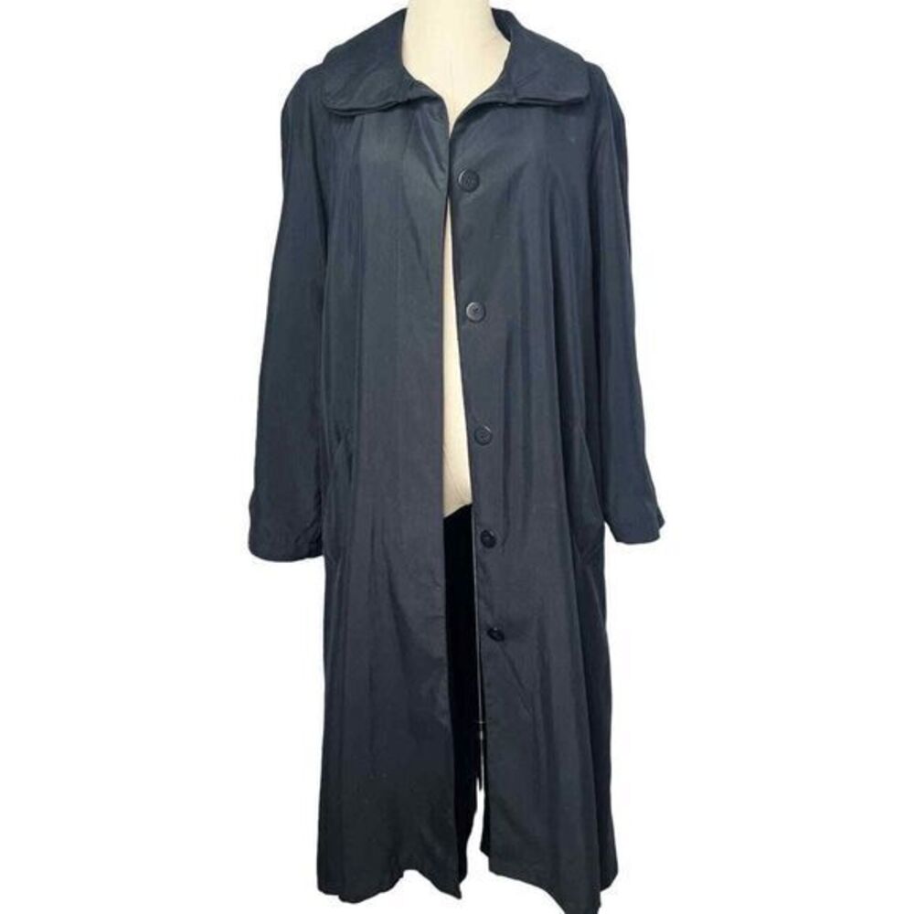 Vintage Saks Fifth Avenue Drizzle Double‎ Collar Long Black Coat Size XL